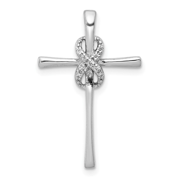 14k White Gold .03ctw Diamond Infinity Cross Chain Slide Pendant