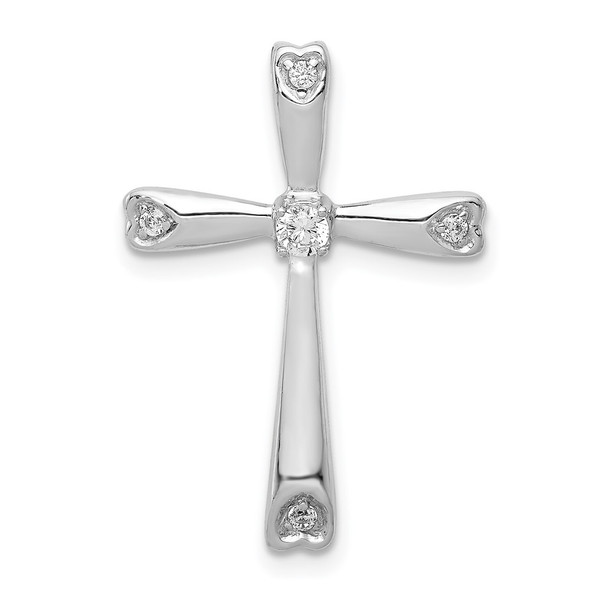 14k White Gold 1/10ctw Diamond Cross Chain Slide Pendant PM5004-010-WA