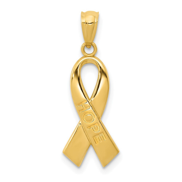 10K Yellow Gold Polished Hope Ribbon Pendant