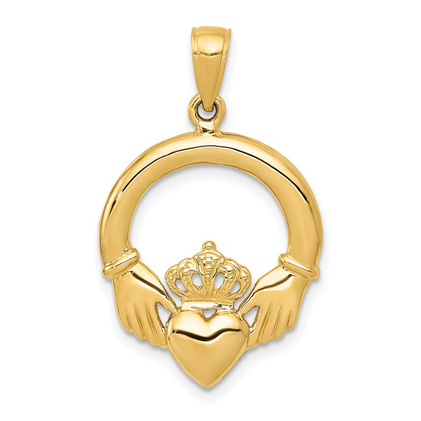 10K Yellow Gold Polished Claddagh Pendant 10C2192