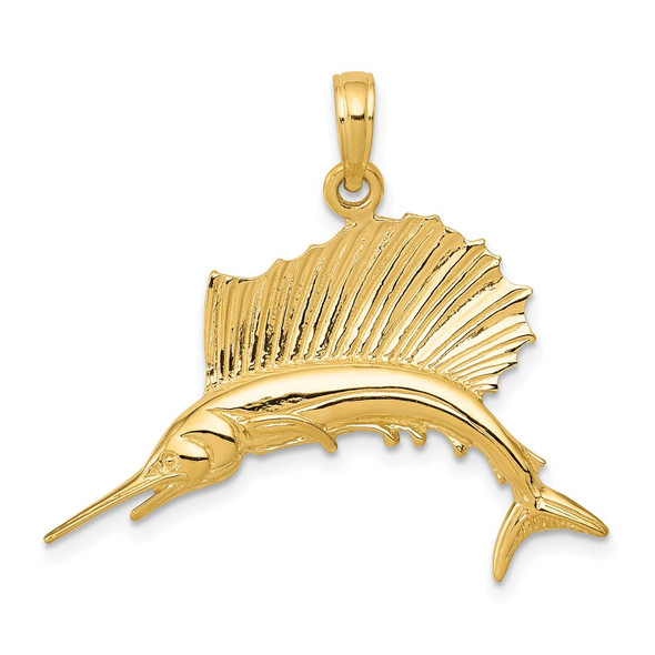 10K Yellow Gold Polished Sailfish Pendant 10C2581