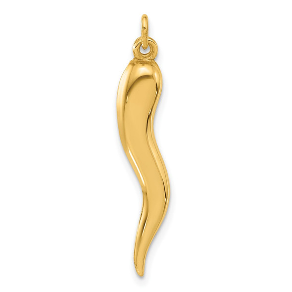 14K Yellow Gold Polished Hollow Italian Horn Pendant YC1582