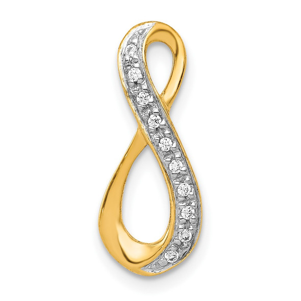 10K Yellow Gold and Rhodium-plating 1/20ctw Diamond Infinity Chain Slide Pendant