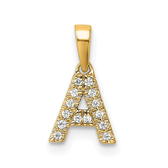 10K Yellow Gold Diamond Letter A Initial with Bail Pendant
