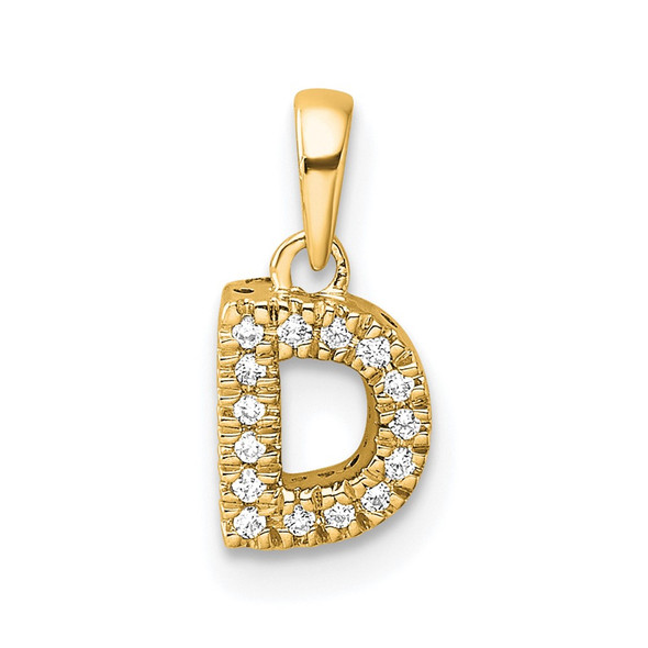 10K Yellow Gold Diamond Letter D Initial with Bail Pendant