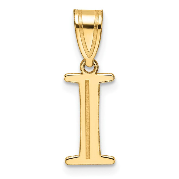 14K Yellow Gold Polished Etched Letter I Initial Pendant YC1539I