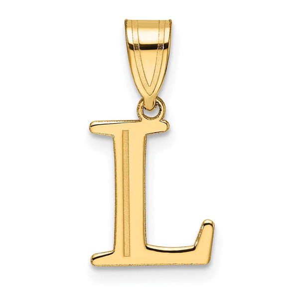 14K Yellow Gold Polished Etched Letter L Initial Pendant YC1539L