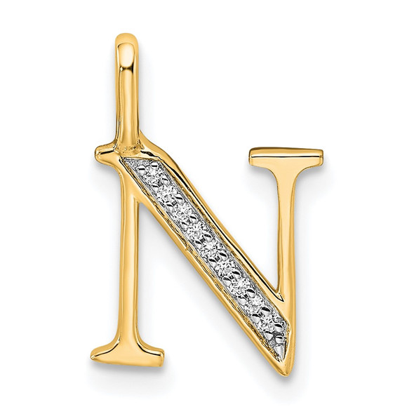 10K Yellow Gold Diamond Letter N Initial Pendant PM8365N-003-1YA