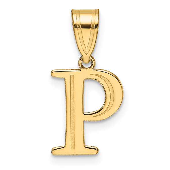 14K Yellow Gold Polished Etched Letter P Initial Pendant YC1539P