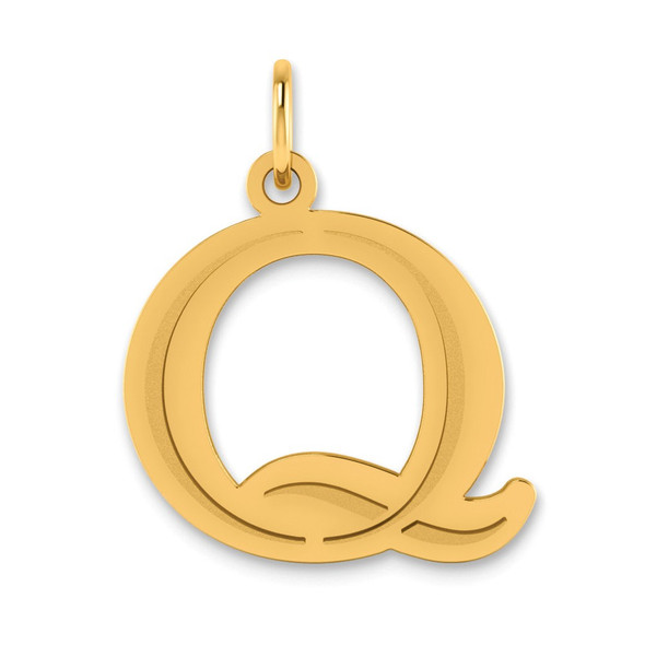 10K Yellow Gold Polished Etched Letter Q Initial Pendant