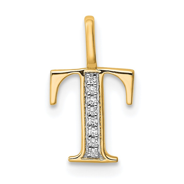 10K Yellow Gold Diamond Letter T Initial Pendant PM8365T-002-1YA