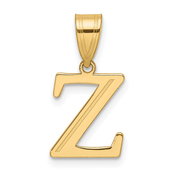 14K Yellow Gold Polished Etched Letter Z Initial Pendant YC1539Z