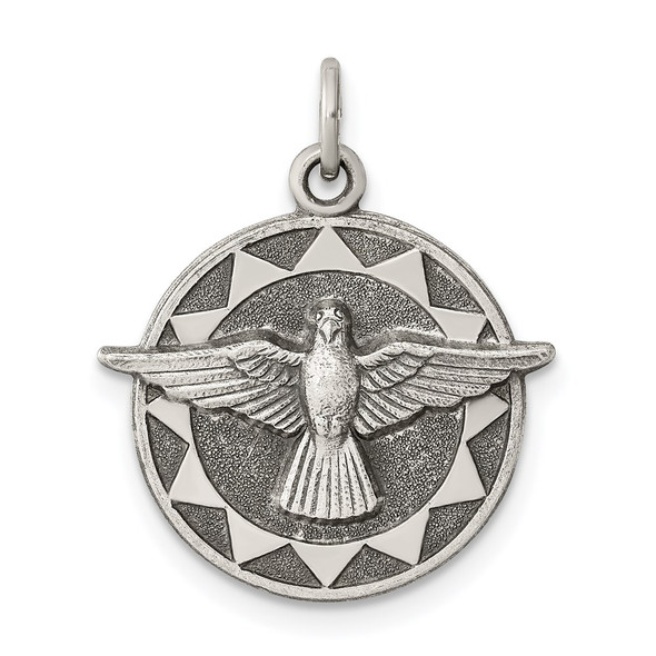 Sterling Silver Antiqued Holy Spirit Medal Pendant QC5906