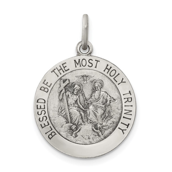 Sterling Silver Antiqued Holy Trinity Medal Pendant