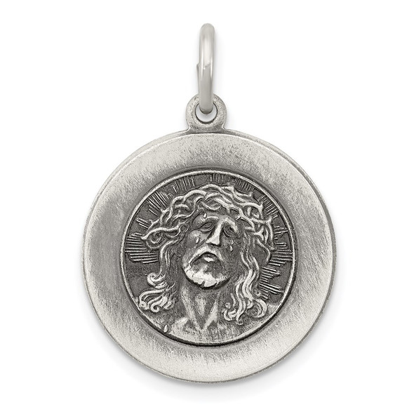 Sterling Silver Antiqued Ecce Homo Medal Pendant QC5493