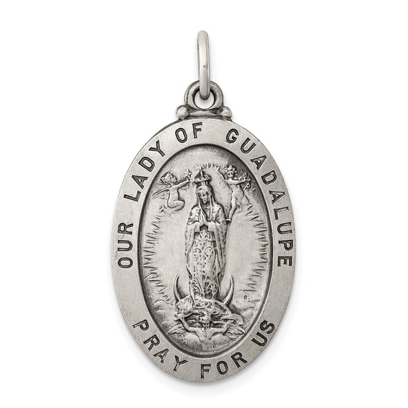 Sterling Silver Our Lady of Guadalupe Medal Pendant QC5567