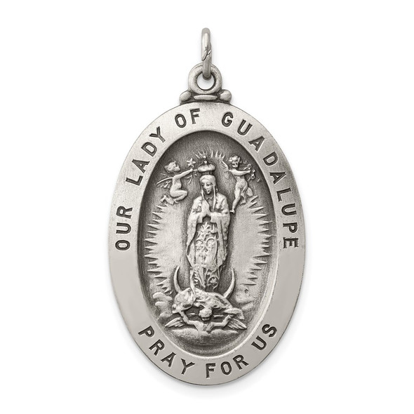 Sterling Silver Our Lady of Guadalupe Medal Pendant QC3475