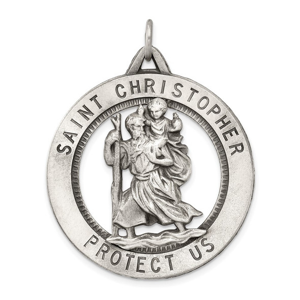 Sterling Silver St. Christopher Medal Pendant QC3529