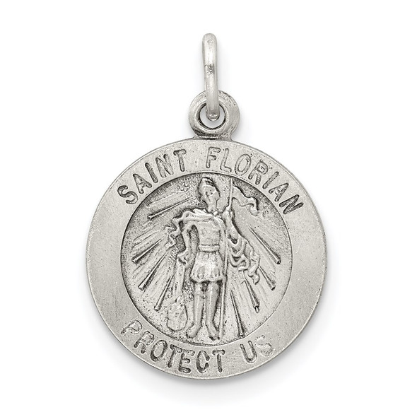 Sterling Silver Antiqued Saint Florian Medal Pendant QC5721