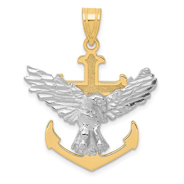 10k Two-tone Gold Mariners Cross w/Eagle Pendant