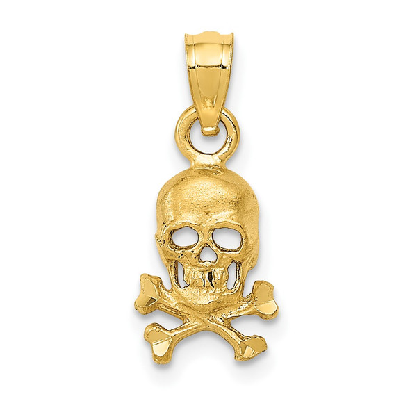 10K Yellow Gold Skull and Cross Bones Pendant
