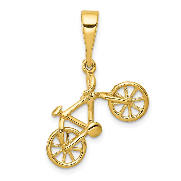 10k Yellow Gold Polished Bicycle Pendant 10YC1255