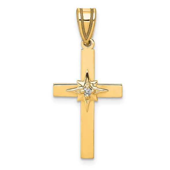 14K Yellow Gold .01ctw Diamond Cross Pendant