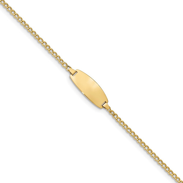 5.5" 14k Yellow Gold Oval ID Semi-Solid Curb Bracelet