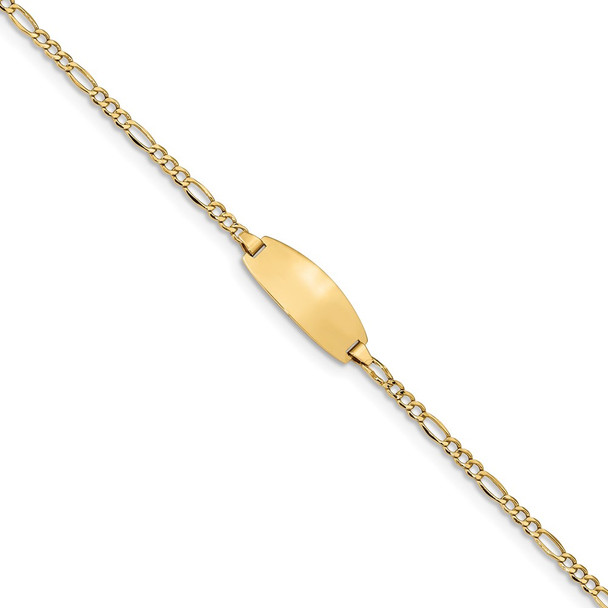 5.5" 14k Yellow Gold Oval ID Semi-Solid Figaro Bracelet
