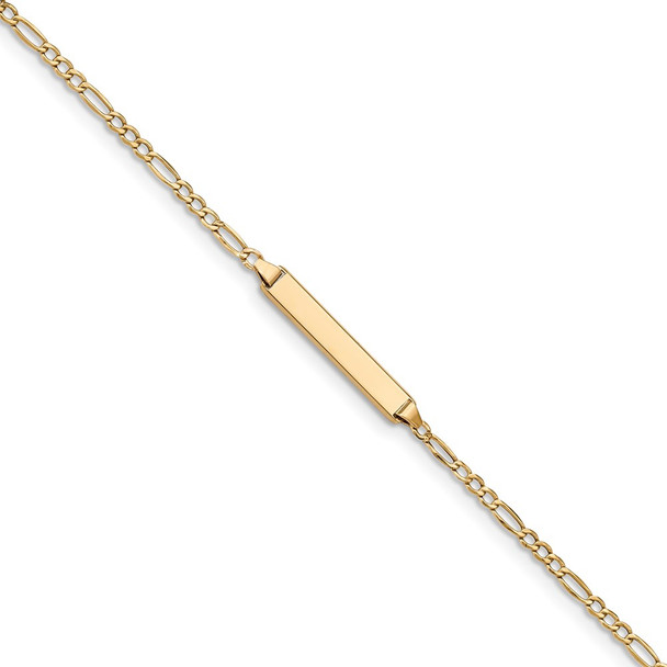 5.5" 14k Yellow Gold Polished ID with Semi-Solid Figaro Bracelet