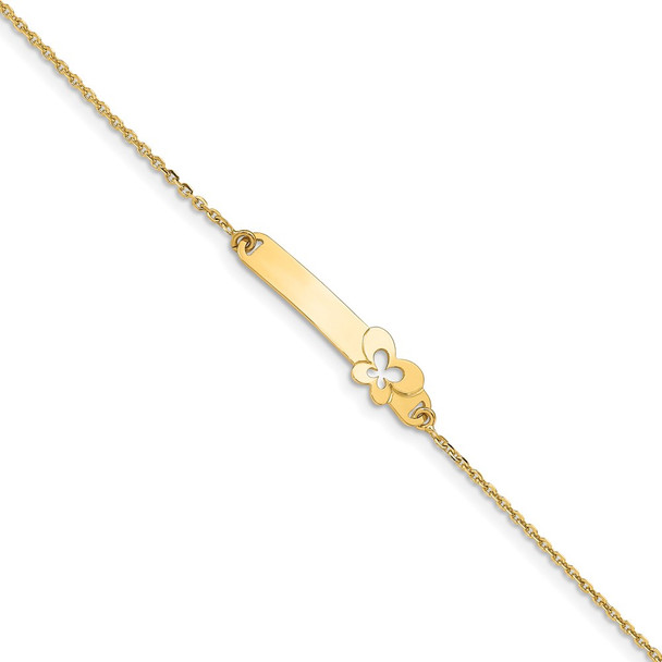 5.5"+1" 14k Yellow Gold Polished Flower Children's ID Bracelet