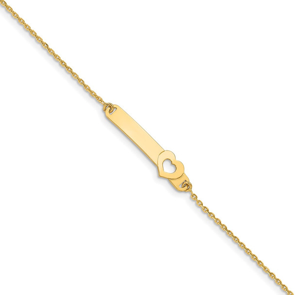 5.5"+1" 14k Yellow Gold Polished Heart Children's ID Bracelet