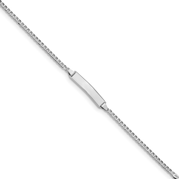 6" 14k White Gold Flat Curb Link ID Bracelet