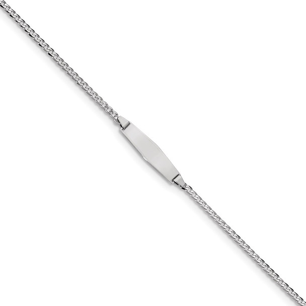 6" 14k White Gold Flat Curb Link Soft Diamond-Shape ID Bracelet