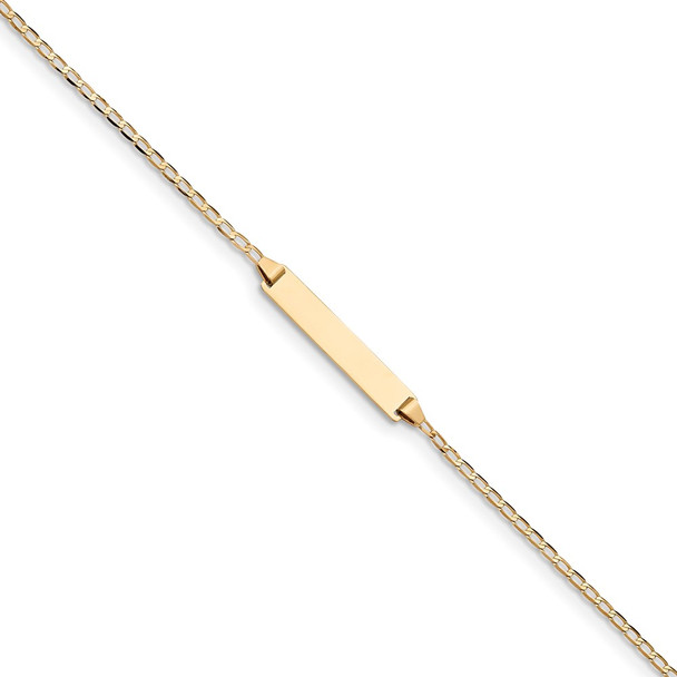 6" 14k Yellow Gold Flat Curb Link ID Bracelet BID102-6