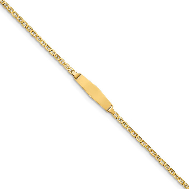 6" 14k Yellow Gold Polished Semi-Solid Soft Diamond-Shape ID Anchor Bracelet