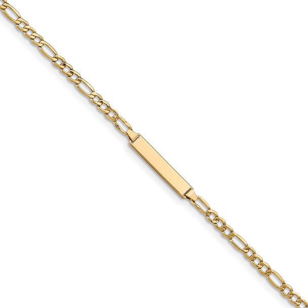 6" 14k Yellow Gold Semi-Solid Figaro Link ID Bracelet