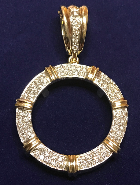 Custom Made 14k Yellow Gold Diamond Bezel 22 mm