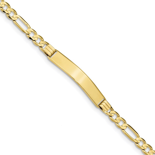 7" 10k Yellow Gold Figaro Link ID Bracelet 10LID78-7