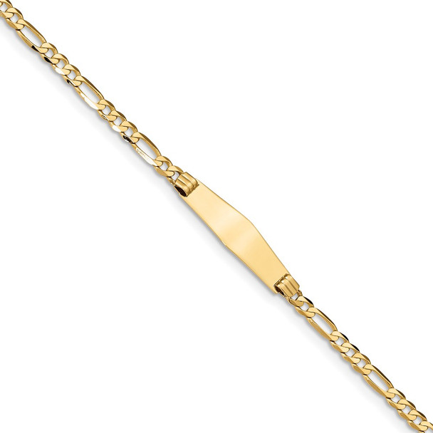 7" 14k Yellow Gold Figaro Soft Diamond-Shape ID Bracelet FG100IDC-7