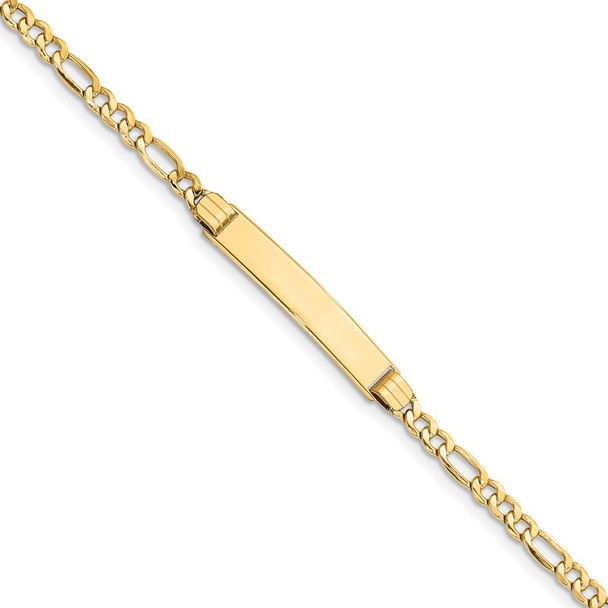 7" 14k Yellow Gold Polished ID with Hollow Link Bracelet