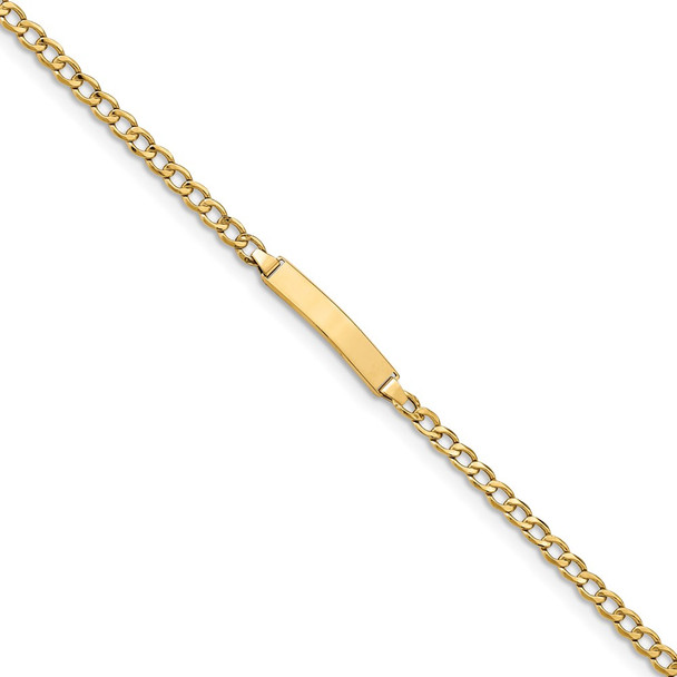 7" 14k Yellow Gold Semi-solid Cuban Link ID Bracelet