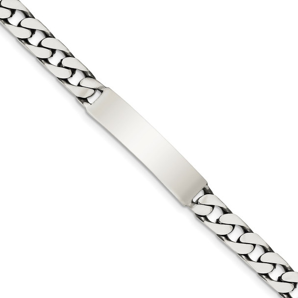7" Sterling Silver Engravable Antiqued Curb Link ID Bracelet QID121-7