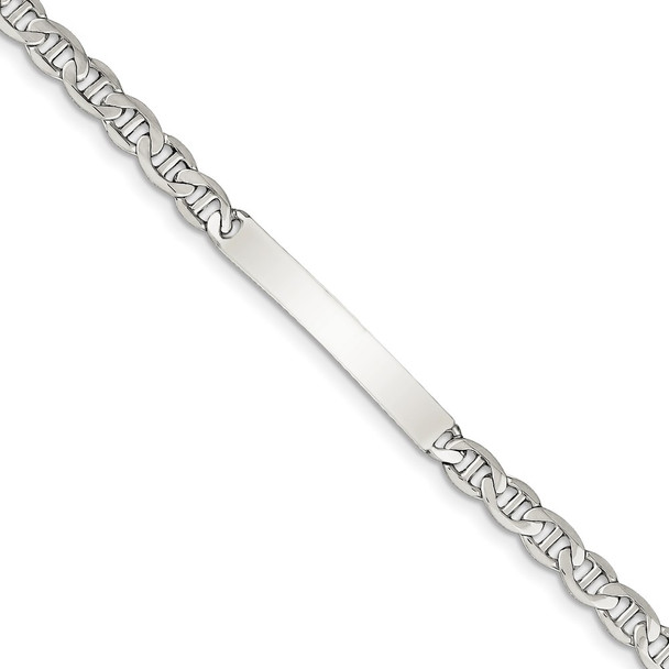 7" Sterling Silver Polished Engravable Anchor Link ID Bracelet QID139-7