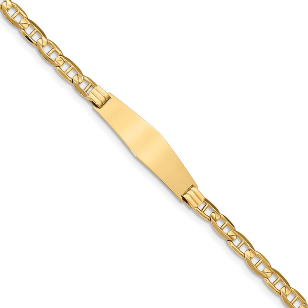 8" 14k Yellow Gold Anchor Soft Diamond-Shape ID Bracelet