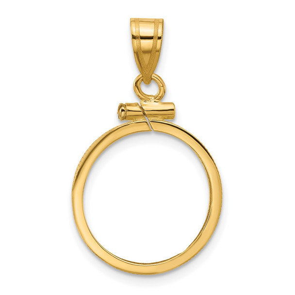 10k Yellow Gold Polished 16.0mm x 1.35mm Screw Top Coin Bezel Pendant