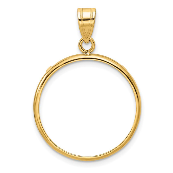 10k Yellow Gold Polished 21.6mm Prong Coin Bezel Pendant