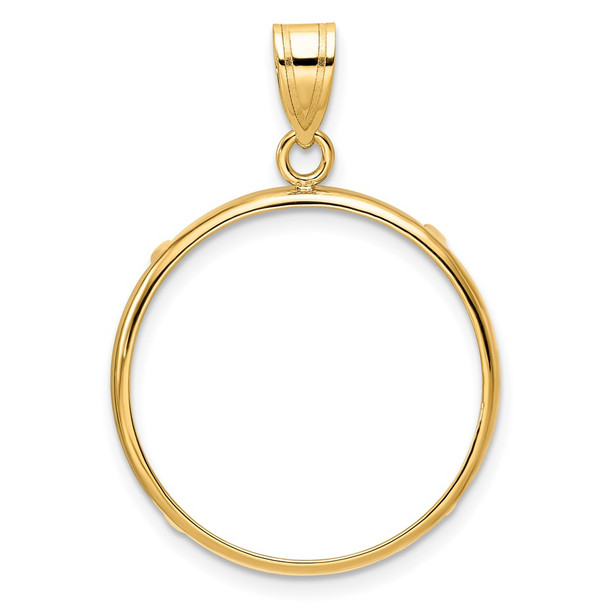 10k Yellow Gold Polished 22.0mm Prong Coin Bezel Pendant