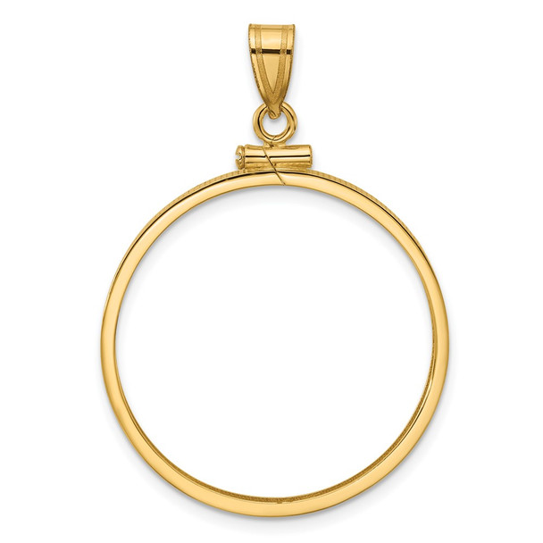 10k Yellow Gold Polished 27.5mm x 2.1mm Screw Top Coin Bezel Pendant