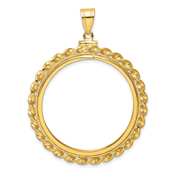 10k Yellow Gold Polished Wide Twisted Wire 32.7mm x 3.00mm Screw Top Coin Bezel Pendant